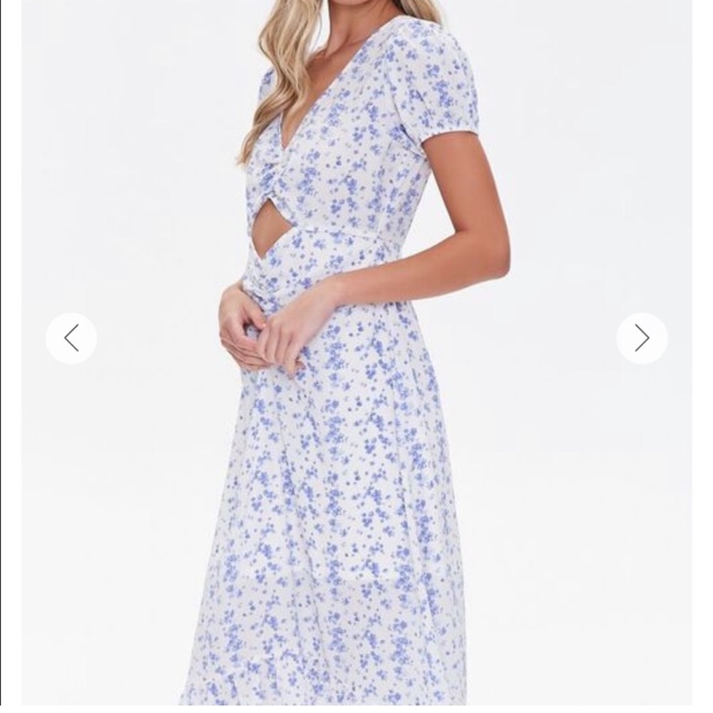 Floral Cutout Midi Dress in Light Blue Forever 21